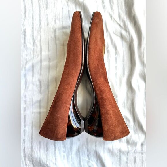 Salvatore Ferragamo brown Suede Tortoise Heels women’s size‎ 7- 3A Italy - Picture 7 of 12